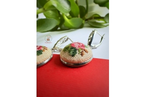 Сережки з вишивкою "Розета" МС008